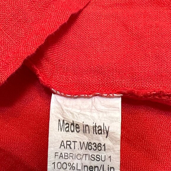 Lungo L’Arno Red Linen Shift Dress Ruffle Sleeve Made in Italy Size M/L - Picture 7 of 11